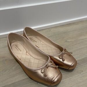 Cole Haan Gold Flats with Bow Detail